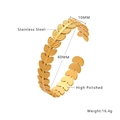 Detalle del brazalete de hoja de laurel en acero dorado pulido con dimensiones - Brazalete de Hoja de Laurel / Dorado