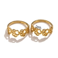 Anello in acciaio inossidabile dorato da 7mm con design a impronta di zampa traforata - Oro-Impronta di Zampa