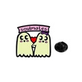 Halloween enamel ghost soulmates pin with pink banner and black rubber backing - Soulmates (CZ1268)