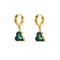 Orecchini a cerchio minimalisti in titanio dorato con cristalli a cuore verde smeraldo - Oro Zirconia Verde