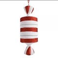 Addobbo natalizio a forma di caramella a strisce rosse e bianche con glitter - Glitter Cilindrico da 38CM