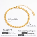 Pulsera de cadena con eslabones de corazón en acero inoxidable chapado en oro 18k - Oro de 18k / Estilo Cadena de Corazón (SL41077)