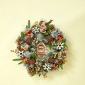 Nordic 40cm silver-grey frosted Christmas wreath with red truck ribbon and pine cones - 50cm Classic Wreath Without Lights