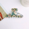 Pince à cheveux élégante en acétate avec motif marbré accessoires cheveux femmes - 8.5cm / Bleu Fleuri