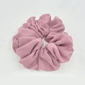 Elastic pink chiffon hair scrunchie with soft pleated texture for women - Pink (4-4)