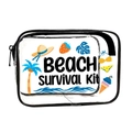 Transparent PVC cosmetic bag with black zipper and Beach Survival Kit print - 044-Cartoon Summer Survival