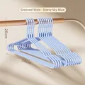 Starry blue non-slip notched hangers in a 10-piece set for seamless clothing storage - 38cm Grooved Style / Starry Blue