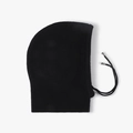 Cagoule noire en laine pour femme avec texture épaisse et cordons à embouts argentés - Noir (24B062)