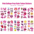 Lot de tatouages temporaires roses preppy avec motifs papillon et cœur pour fête - Set de Tatouage Style Preppy Rose (10 Feuilles)