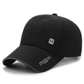 Gorra de béisbol negra de secado rápido con parche de logo M y estampado sport - Ajustable / Negro