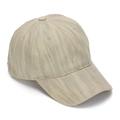 Close-up of minimalist beige denim baseball cap with detailed fabric texture and stitching - Khaki