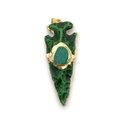 Arrowhead pendant in dark green with gold plating and light green stone inlay - No.1-Green