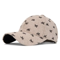 Light khaki baseball cap with black bow print in a textured tweed-style fabric - Bowknot Print / Beige