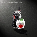 Wizard cauldron enamel pin for Halloween with size details 3.6cm x 6.5cm - Black Witch with Green Potion Bottle