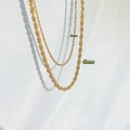Detailed comparison of 2mm and 5mm golden rope chain necklaces with metallic finish - Double Layered Rope Chain (CDK565)