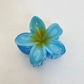 Elegant large blue gradient plumeria hair claw clip for ponytail and bun hairstyles - Deep Sea Blue [4cm Mini]