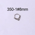 Silver 16G stainless steel 8mm hinged ring with sparkling cubic zirconia stones - Three-Zircon Beaded Style (1#-8MM) / 8mm