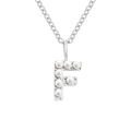 Collana in acciaio inossidabile argento con lettera F e delicate perle bianche - F-Argento