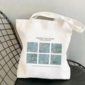 Van Gogh Mandelblüten-Druck weiße Canvas-Tasche auf einem modernen schwarzen Stuhl - Mandelblüte (STD525-B)