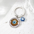 Blauer Böser Blick Glasanhänger Schlüsselanhänger mit Silberlegierung auf weißem Stein - 4# Gelbbraunes Wimpernauge