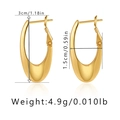 Polished gold double-layered U-shaped hoop earrings with size 3x1.5cm dimension details - KE0764 / Gold Polished U-Hoop