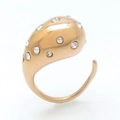 Minimalist teardrop open ring in rose gold finish with pave-set shimmering crystals - One Size
