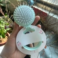 Dettaglio spazzola per capelli pieghevole verde menta con specchio e fiocco rosa - Serie di Fiocchi / Azzurro