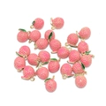 Pink lychee fruit charms in alloy metal with gold details for DIY jewelry making - Pink Lychee