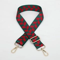 Adjustable green and red jacquard strap with gold metal buckles for crossbody bags - Style 165 - Green Red Pattern (Gold Hook)