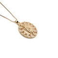 Detailed close-up of Virgin Mary gold pendant with sparkling cubic zirconia stones - 0787YH Hollow Micro-set Mary