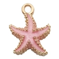 Ciondolo a stella marina rosa con bordi dorati per la creazione di gioielli - Stella marina