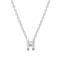 925 sterling silver minimalist necklace with polished letter H pendant in silver finish - Letter H / White Gold