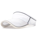 White breathable mesh sun visor hat for sports with extended brim and gray trim detail - Adjustable / White