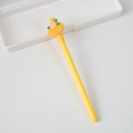 Cartoon orange topper yellow gel pen for students, smooth writing school stationery - Orange