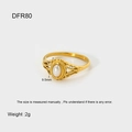 Detailed view of an adjustable stainless steel floral ring with pearl and 18K gold plating - DFR80 Gold Pearl Size 6