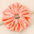 Oversized coral pink velvet scrunchie for women with premium soft texture hair accessory - Neon Yellow