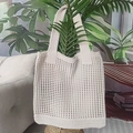 Schicke beige Strick-Netz-Tote-Bag mit verstärkten Griffen für den Sommer - Beige