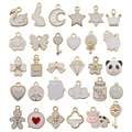 Set of 24 colorful enamel pendants in animal and star shapes for DIY jewelry making - White New 30 Style (HK548)