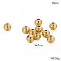 Set of 10 gold plated 6mm stainless steel round spacer beads for jewelry making - 6mm Gold (KLJ2294-Z)