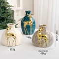 Three Nordic ceramic Christmas vases in white, blue, and grey with gold elk relief - Beige Small, Gray Small And Blue Large