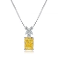 Collana in argento sterling S925 con un grande ciondolo in zircone giallo a taglio quadro - Collana (XL078) / Giallo