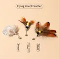 Three-piece interactive feather cat toy set with bells and insect-style flying charms - Insect Series Replacement Heads