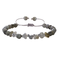 Adjustable natural labradorite stone bead bracelet with gray woven cord and copper beads - Flash Stone (Labradorite)