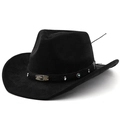 Dettaglio cappello da cowboy nero con fibbia a scorpione in metallo e strass - M (56-58cm) / Nero