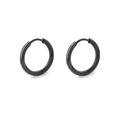 Pair of black titanium steel hoop earrings with a matte finish and clicker closure - 2.0*12mm / Black