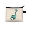 Detail of cute dinosaur coin purse with zipper closure and side webbing loop for keychain - Dinosaur 9 (Cyan Dinosaur)
