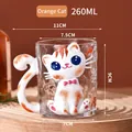 Tazza in vetro da 260ml con gatto rosso 3D e manico creativo a forma di coda - 260ml / Gatto Arancione