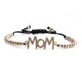 Adjustable woven MOM bracelet with colorful cubic zirconia and multi-tone beads - Mixed Color Chain