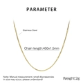 Close-up of 1.5mm golden stainless steel snake chain showing high-polished texture - 1.5mm x 45cm / Gold (KN233318-Z)