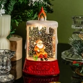 Candela palla di neve di Natale illuminata con Babbo Natale e glitter scintillanti - Babbo Natale con Regali